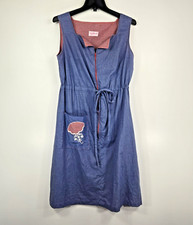 Gilead Women's Size Medium Blue Vintage Tie Waist Zip Front Dress