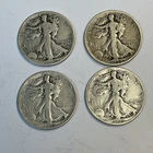 LOT OF 4 - 90% Silver Walking Liberty Half Dollar Circulated