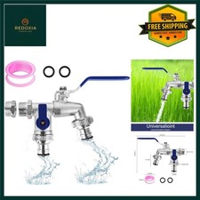 Durable Outdoor Double Garden Tap, Rust-Resistant Faucet, 3/4 inch Inlet/Outlet