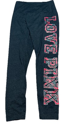 Victoria s Secret PINK Cotton Leggings Large High Waist  Plaid Log, Dark Gray