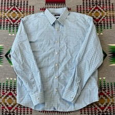 UNTUCKit Shirt Mens XL Blue Check Wrinkle Free Cotton Button Up C4