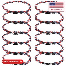 JEANUE 12Pack Baseball Necklaces for Boys, 18inches Braided Rope Tornado Titaniu