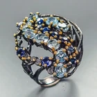 Silver gem Natural Blue Topaz Ring 925 Sterling Silver Size 8 /R463482