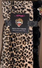 Leopard Print Faux Fur Throw Blanket