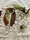 1973 Vintage AVON Owl Mates Needlepoint Pillow 14" Ivory Brown Tree Crewel — photo 6