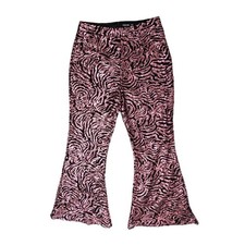 Nasty Gal Abstract Animal Sequin Disco Pants Flare Trousers Pink Sz 10 NWT