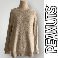 Peanuts Snoopy Woodstock Soft And Cozy Embossed Light Gray Sweatshirt - Small