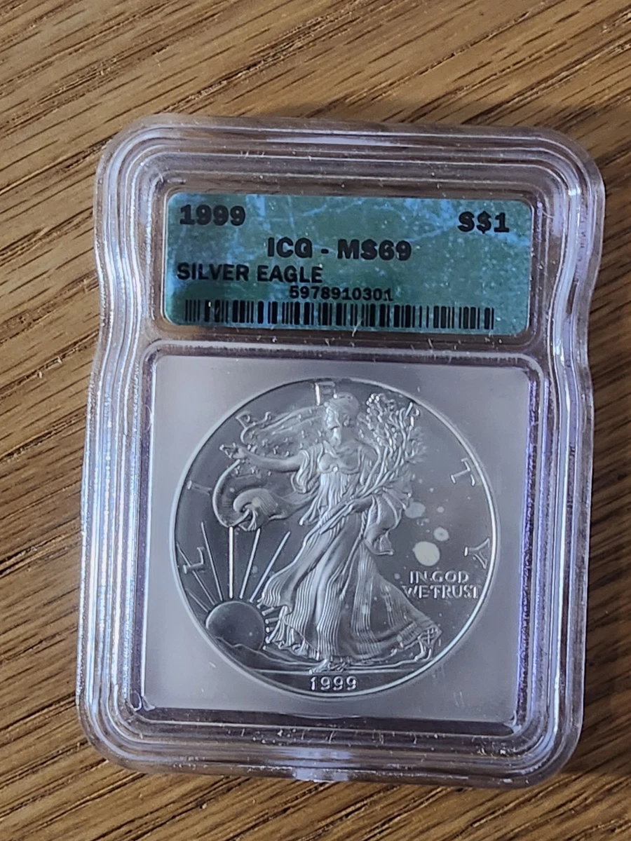 25+ American Eagle MS 69 Graded 1999 Silver Bullion Coins for sale