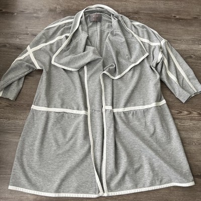 Melissa McCarthy Seven7 Open Ponte Knit Cardigan Womens 2X Gray Quarter Sleeves