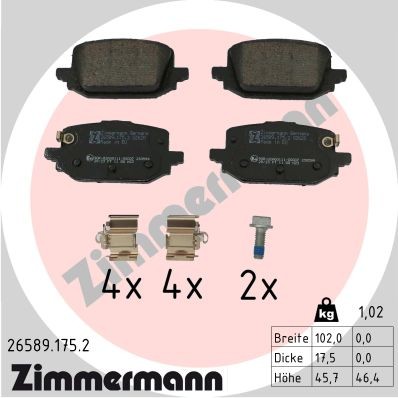 26589.175.2 Zimmermann Brake Pad Set, Disc Brake for Nissan