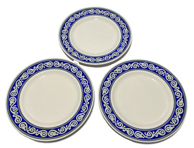 Set of 3 Pier 1 Vitra Scroll Blue White 11  Dinner Plates Ironstone