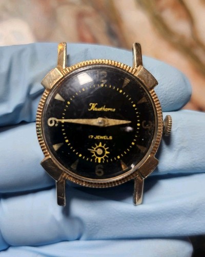 Vtg Hawthorne 17 Jewels Mechanical Swiss Made Watch Fancy Case Parts Repair