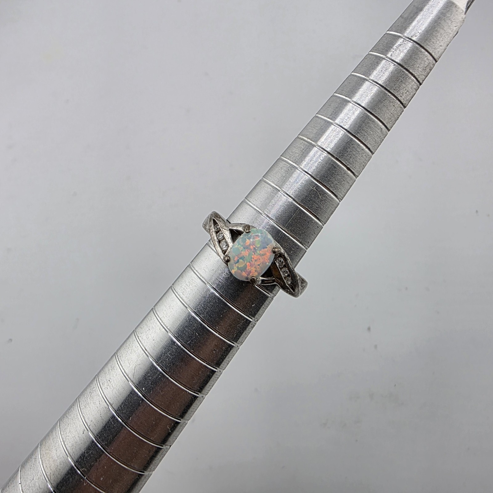 Opal Ring Sterling Silver 925 Simulated Cubic Zir… - image 2