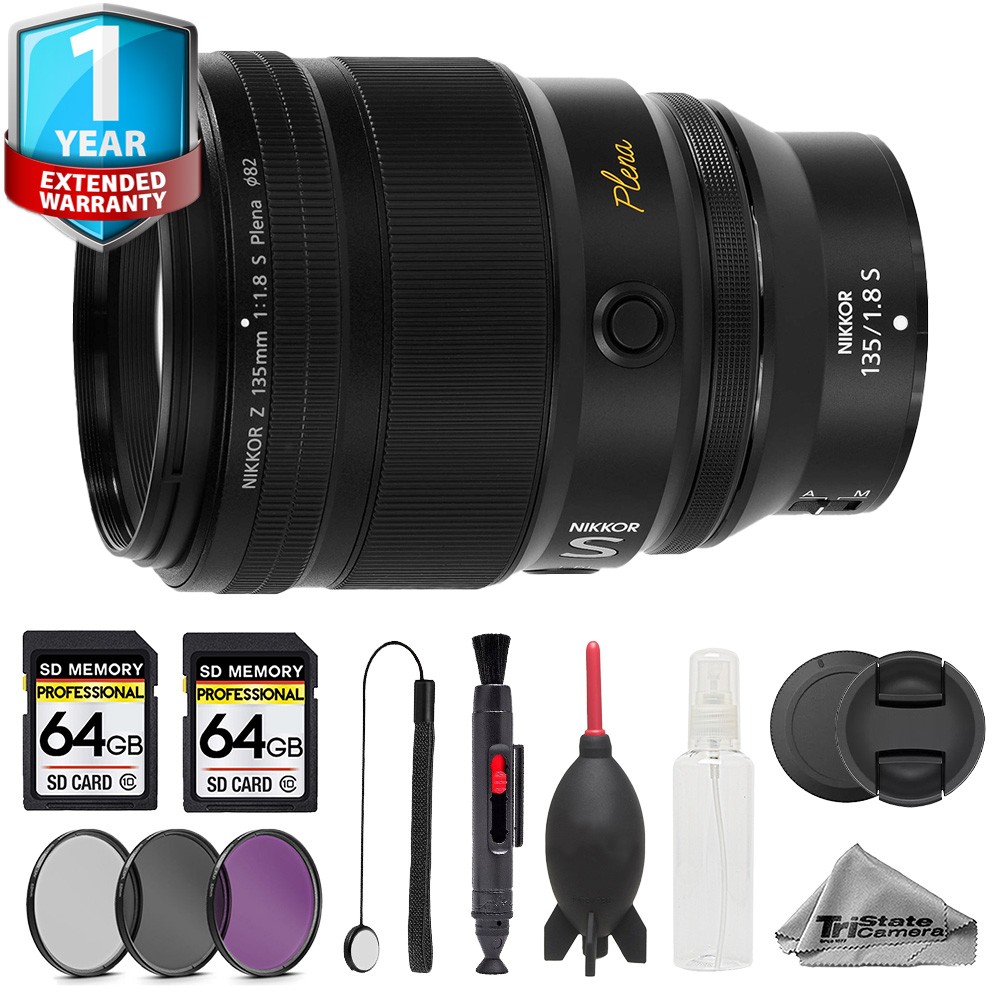 Nikon NIKKOR Z 135mm f/1.8 S Plena Lens - 10pc 128GB Memory Bundle