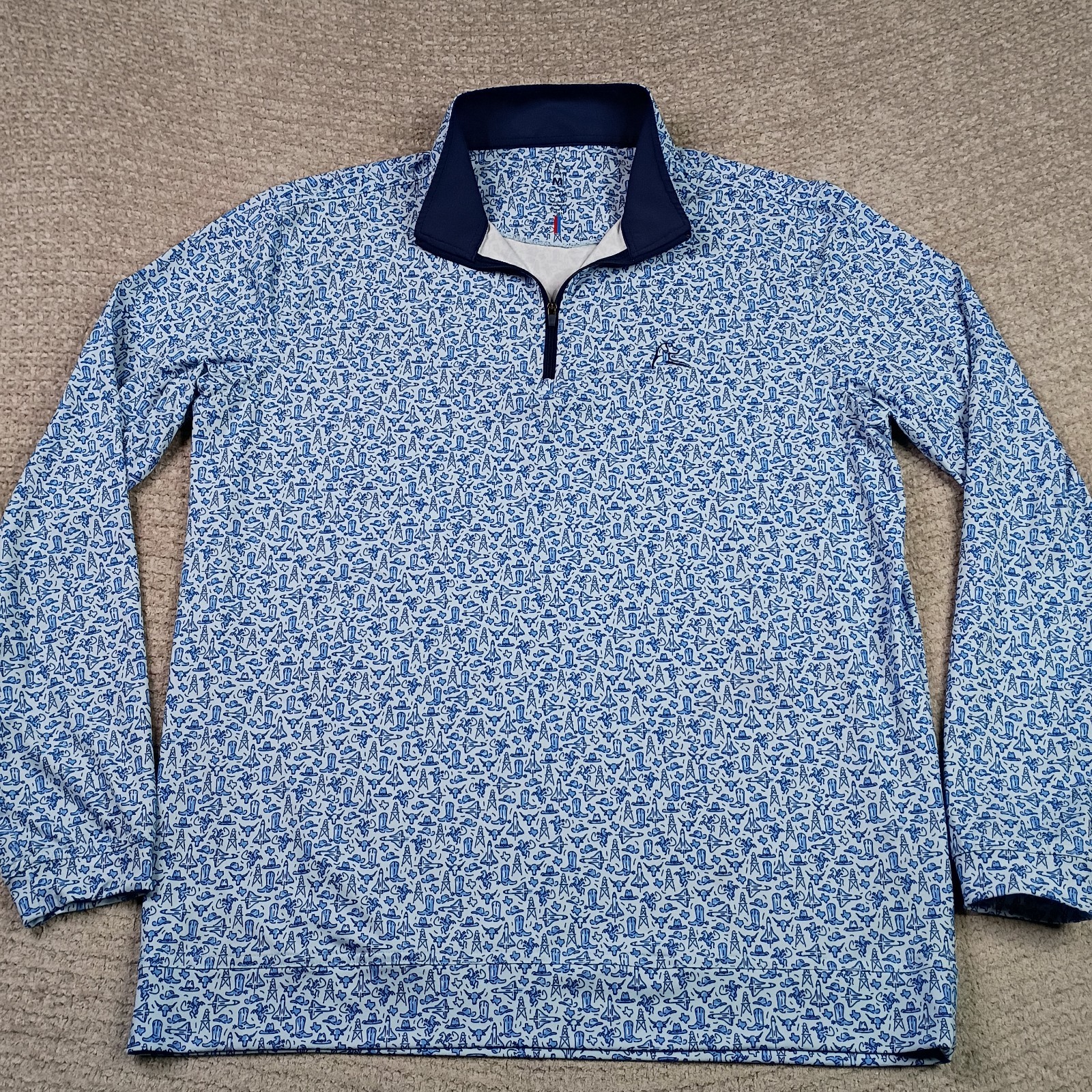 Rhoback Performance Q-Zip Pullover Medium Blue Te… - image 2