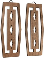 CroBlissful 2 Pcs Mid Century Wall Decor Wood Modern Dark Brown 