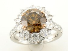 LeVian 18K Two Tone Platinum & White Gold Halo Band Ring with 6 cts Diamond Sz 7