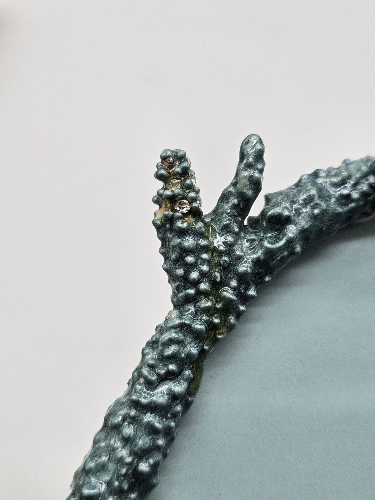 Strongwater Inspired Guilloche Blue Coral Crystal Picture Photo Frame Oval Metal