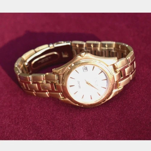 Seiko Kinetic Auto Relay 5J22-0B59 Gold Tone Working Vintage Scratched