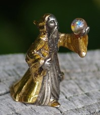 VINTAGE Gold Plated Pewter Wizard Miniature Figurine 1983 Made in USA