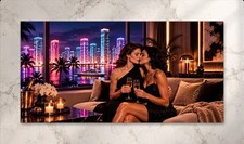 XXL Miami Nights Wandbild Neon Skyline Poster...