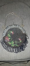 ART DECO BEADED PURSE WITH ROSES SOME WEAR BEAUTIFUL CONDITION SEE PHOTOS