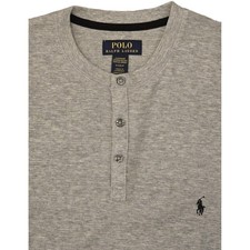 NWT Polo Ralph Lauren Waffle Knit Henley Thermal Crew-Neck T-Shirt SZ- S - Gray