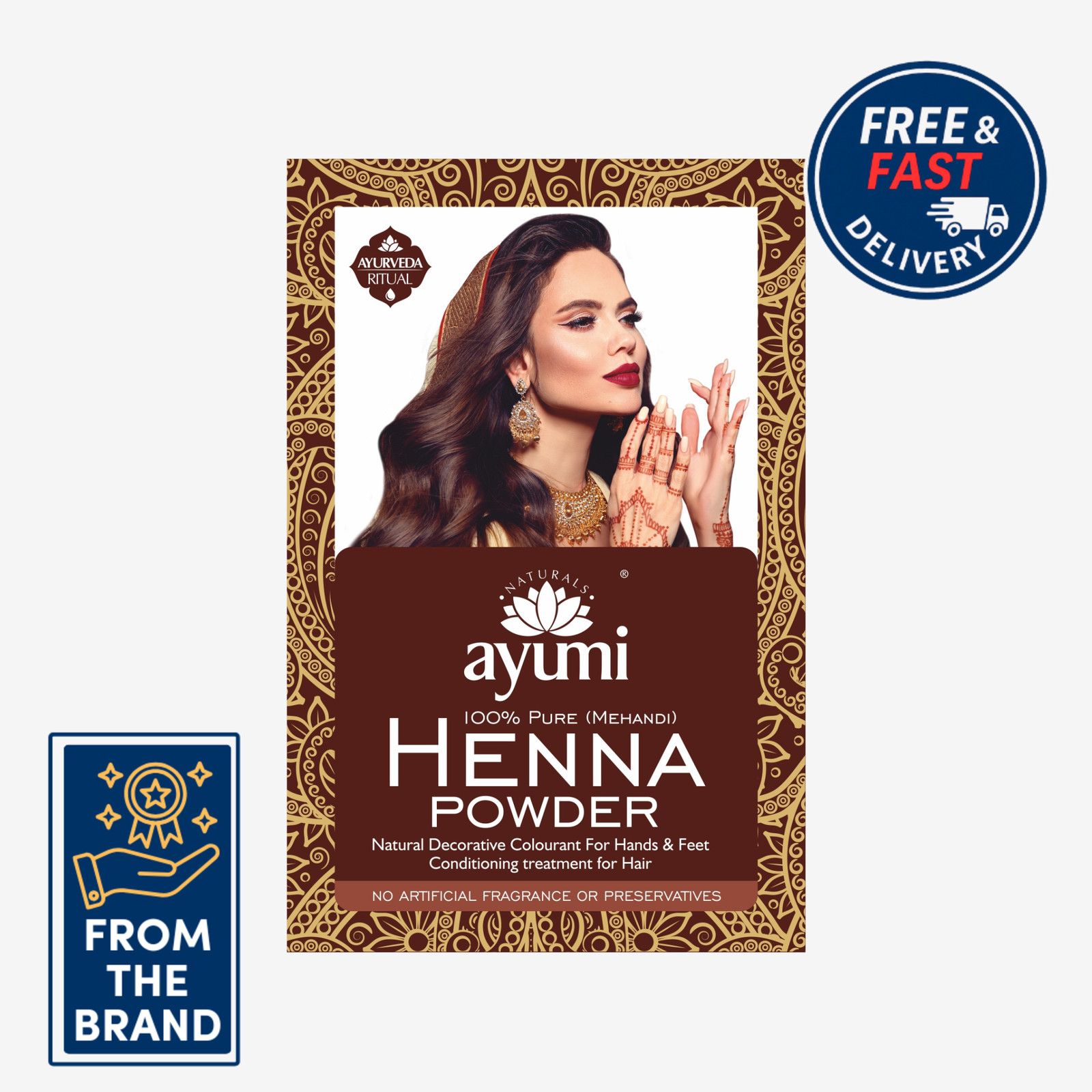 Ayumi Pure Henna Powder 100g | Natural Hair Colour | Strengthens Hair | 100g