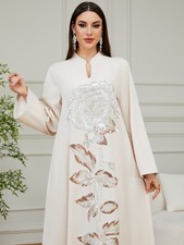 Arabic Embroidery Long Dress Formal Evening Maxi Women Fashion Robe Maxi Gown