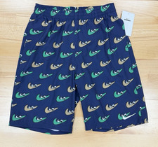 Nike Boys' Swooshy Volley Swim Shorts 7" Inseam size XL Navy/Green/Tan