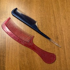 Vintage Pink Glitter Blue Swirl Pocket Combs USA Hair Comb