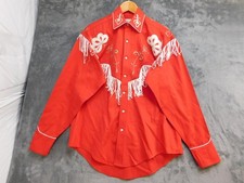 Rockmount Ranch Wear Fringe Embroidered Western Snap Shirt Red Sz S