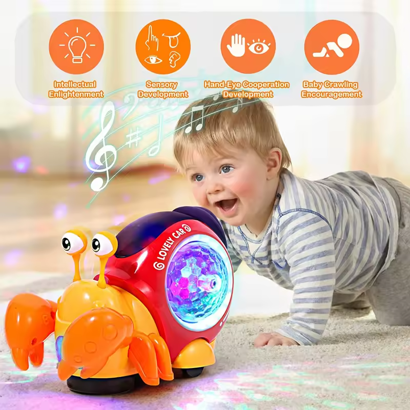 Crawling Crab Baby Toys With Music Light Up Interactive Musical Toys For Baby