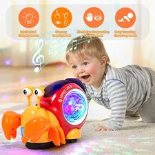 Crawling Crab Baby Toys With Music Light Up Interactive Musical Toys For Baby