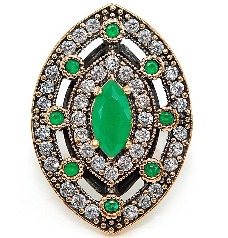 Ottoman 4CT Heat Treated Green Tourmaline 925 Sterling Silver Ring Sz 8 H4-4