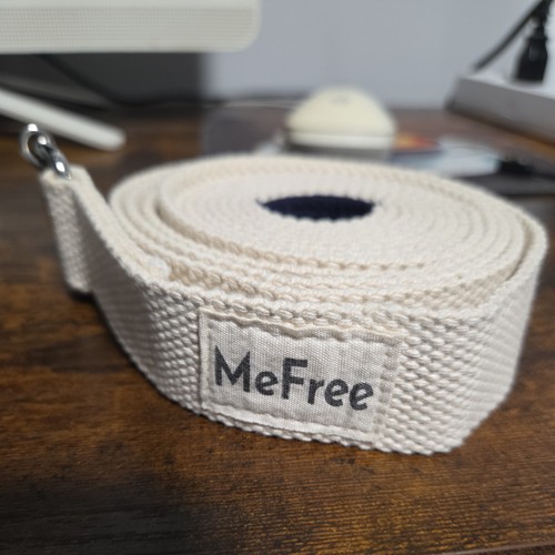 MeFree Organic Cotton Workouts Unisex Yoga Straps Belt, Metal Sliding Bar, 9"
