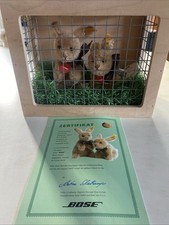 Steiff Bose Hasenpaar im Holz Käfig als OVP, Zertifikat, topp!