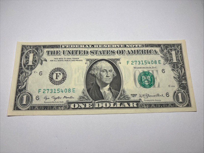 1977 Frn $1 Error Light Ink Transfer On Both Sides of Note (3of 5 Consecutive)BU
