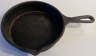 Vintage Cast iron skillet pan 7 1/4" U.S.A.? maker? AS IS FOUND RESTORATION!