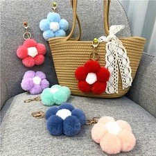 Flower Pom Keychain Creative Cute Plush Car Bag Pendant Accessories Key K4284