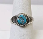 Vintage Sterling Silver Navajo Made Turquoise Nugget / Seafoam 925 Ring Size 8