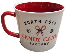Sleigh Bell Bistro NORTH POLE CANCY CANE FACTORY 3.75"X4.5" Coffee Mug