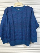 Vintage Nomadic Traders Mens 100 Wool Sweater Size L Blue Made In Uruguay
