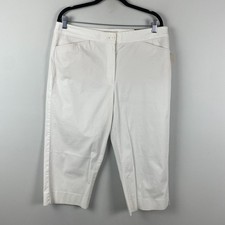 Talbots Pedal Pusher Cropped Pants Size 14 White Cotton Stretch