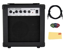 Gearlux GA10 10-Watt Electric Guitar Amplifier - Black w/ Instrument Cable