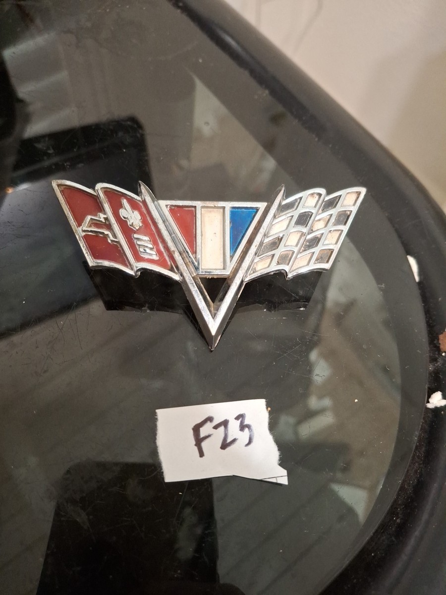 VINTAGE 1964 65 66 CHEVY CROSS FLAG FENDER EMBLEM OEM GM NOVA