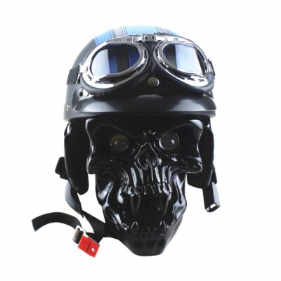 Universal Motorcycle Skull LED Headlight Headlamp with Helmets Goggles Custom
