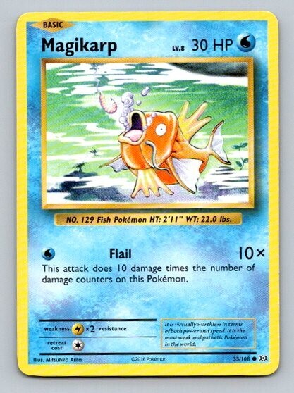 2016 Pokemon Card XY Evolutions Magikarp 33/108