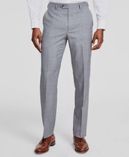 Michael Kors Men's Gray Classic-Fit Stretch Wool-Blend Suit Pants Size 36W 34L