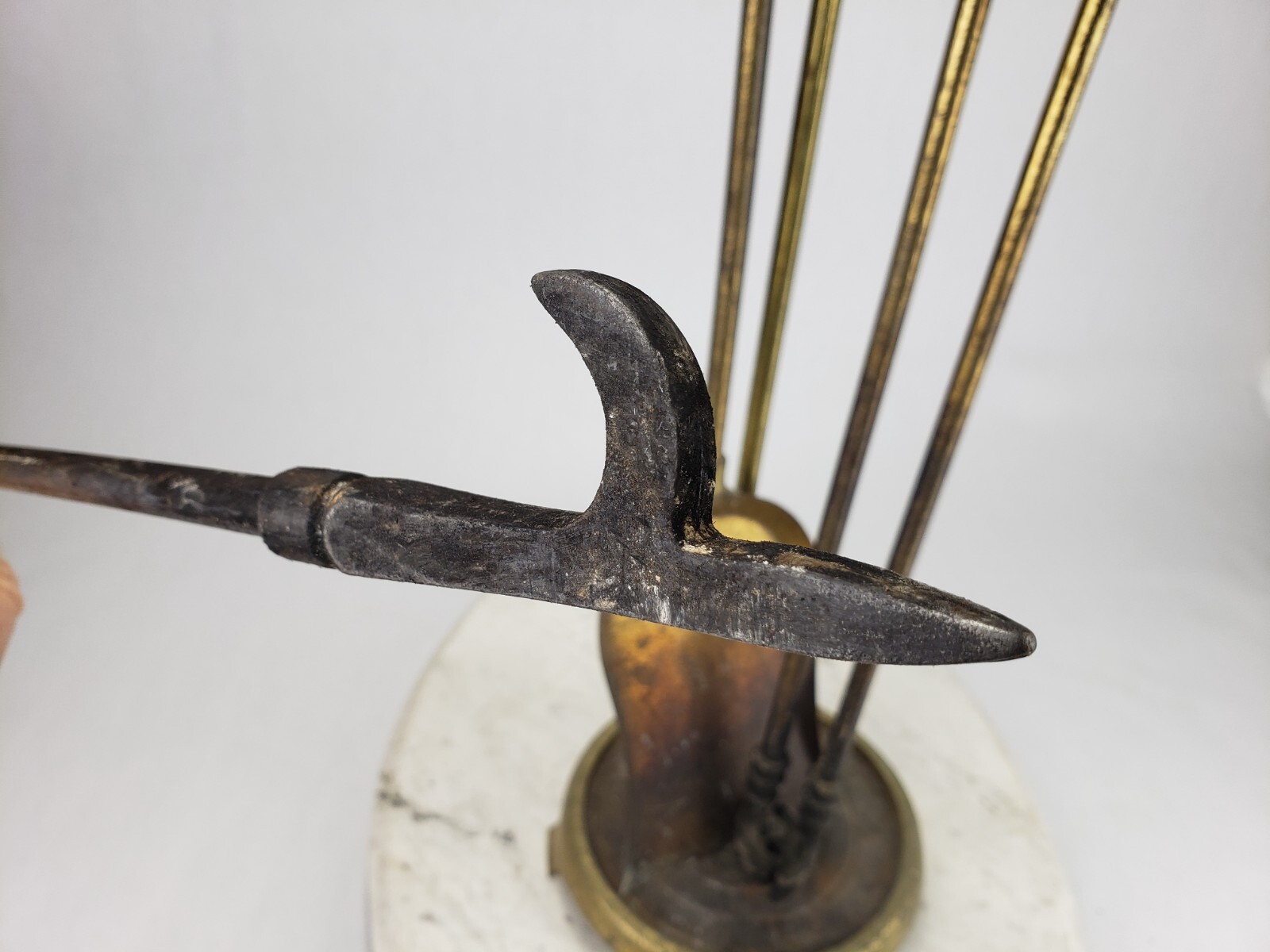 Vintage Brass MCM Fireplace 4 Piece Tool Set Retro Home Metal Heavy